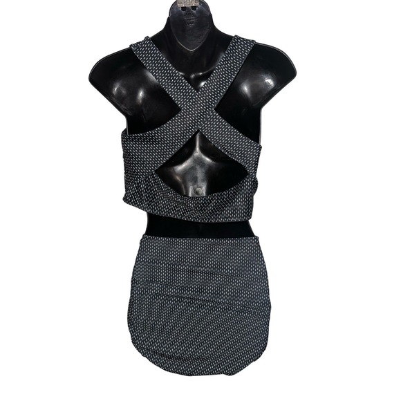 Albion High Waisted Ruched 2 piece Set Black Dashed Print Size XXL Swimsuit - Picture 6 of 12